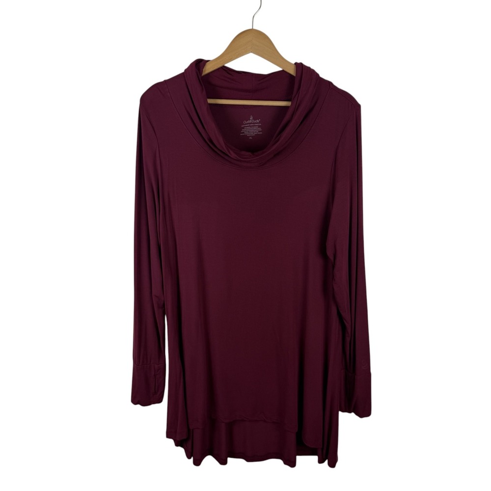Cuddl Duds Tunic Top Size XL Wine Softwear with Stretch Cowl Neck Comfy Layering